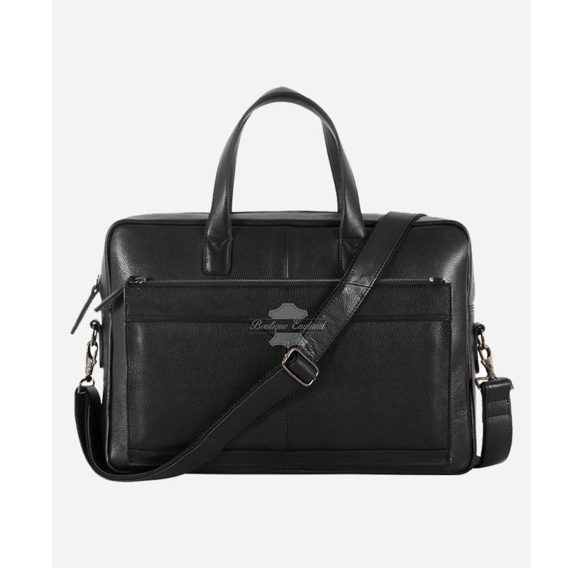 Leather Shoulder Bag Black Office Travel Messenger Laptop Briefcase Bag