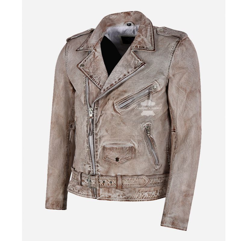 MARLON BRANDO BIKERS JACKET Men's Classic Vintage Leather Moto Jacket