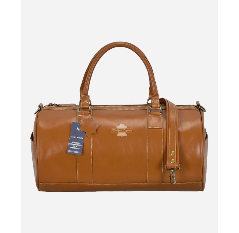Holdall Leather Weekend bag, Travel Bag Duffel Gym Bag Tan