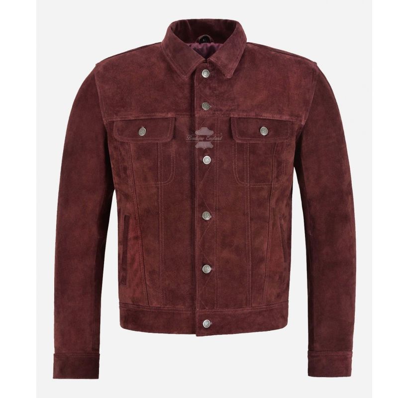 TRUCKER SUEDE LEATHER JACKET CLASSIC MENS WESTERN SHIRT STYLE JACKET ...
