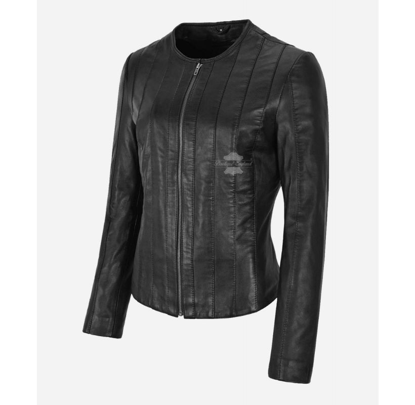 Eira Collarless Ladies Jacket Women Black Casual Fashion Jacket