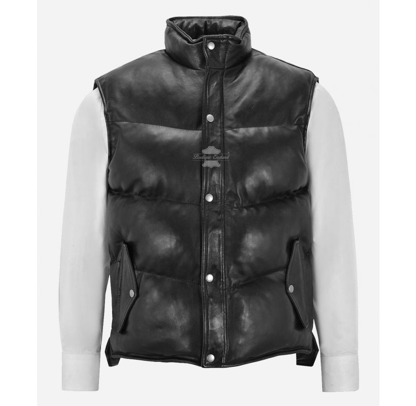 Mens Leather Puffer Jackets and Puffer Gilet – Boutique England