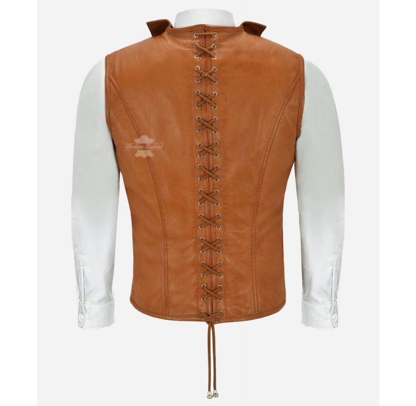 Steam Punk Leather Waistcoat Military Studded Style Men's Vest