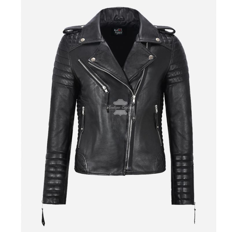 KAY Leather Jacket Ladies Biker Style Fashion Casual Leather Jacket
