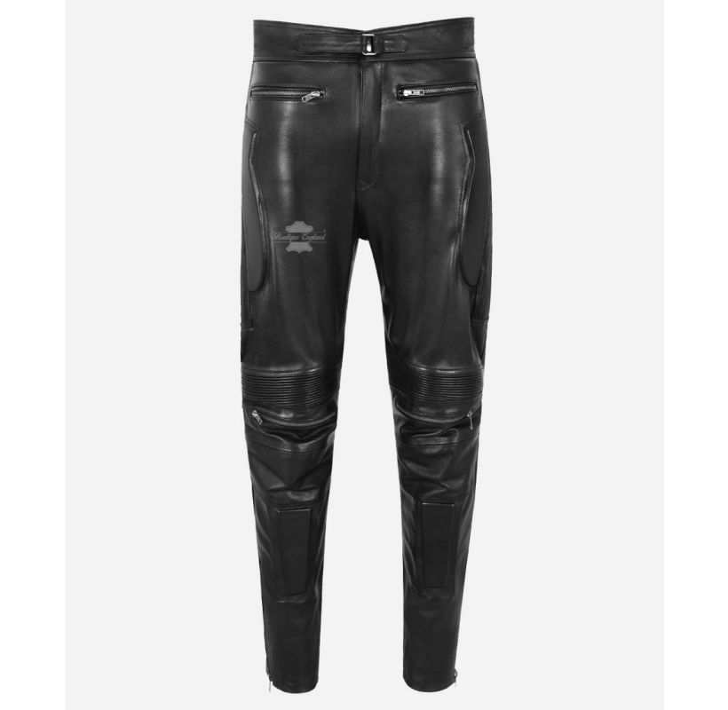 thumbnail image 2 of RIDERACT® Men's Xventure Black Cowhide Leather Motorcycle Pants With CE Armor 2 of 4