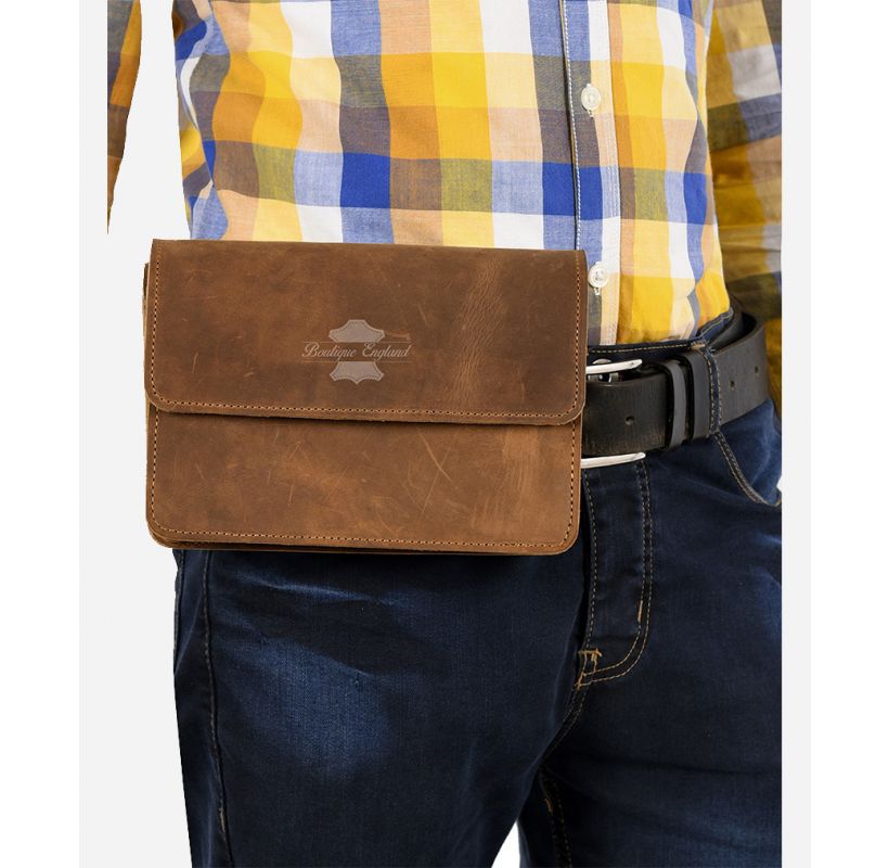 Leather Travel Belt Cum Wrist Bag Versatile Unisex Bag for Hands-Free Convenience
