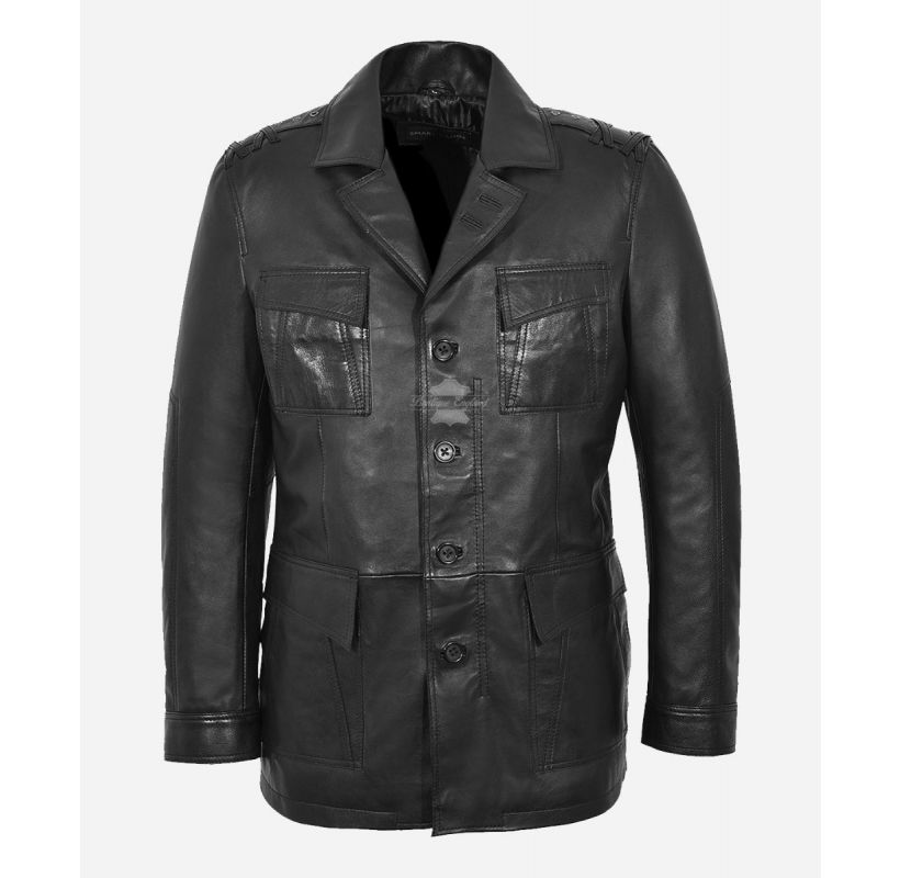 TROPIC SAFARI Mens Leather Jacket Blazer Style Leather Coat