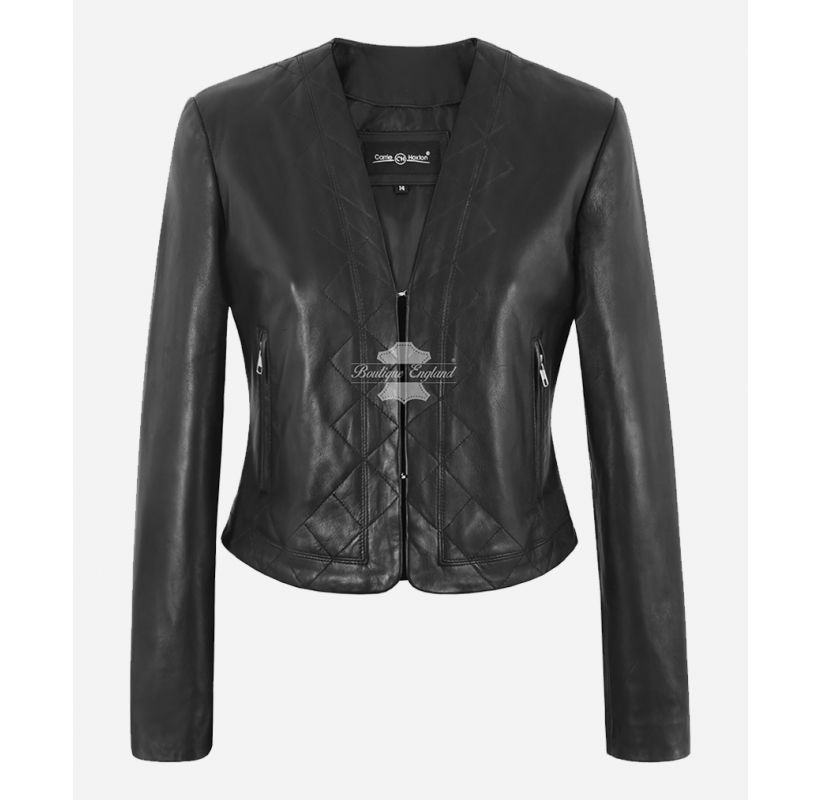 Elegant Leather Shrug Women Soft Touch Leather Bolero Cropped Jacket