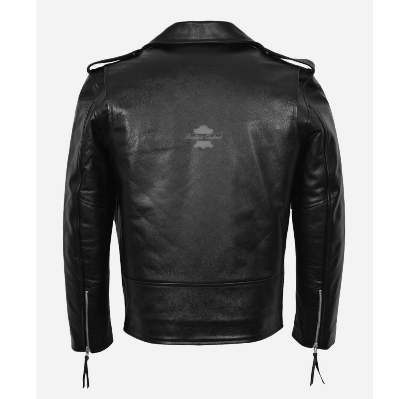 ICONIC Marlon Brando Men's Classic Analine Cow Leather Biker Jacket