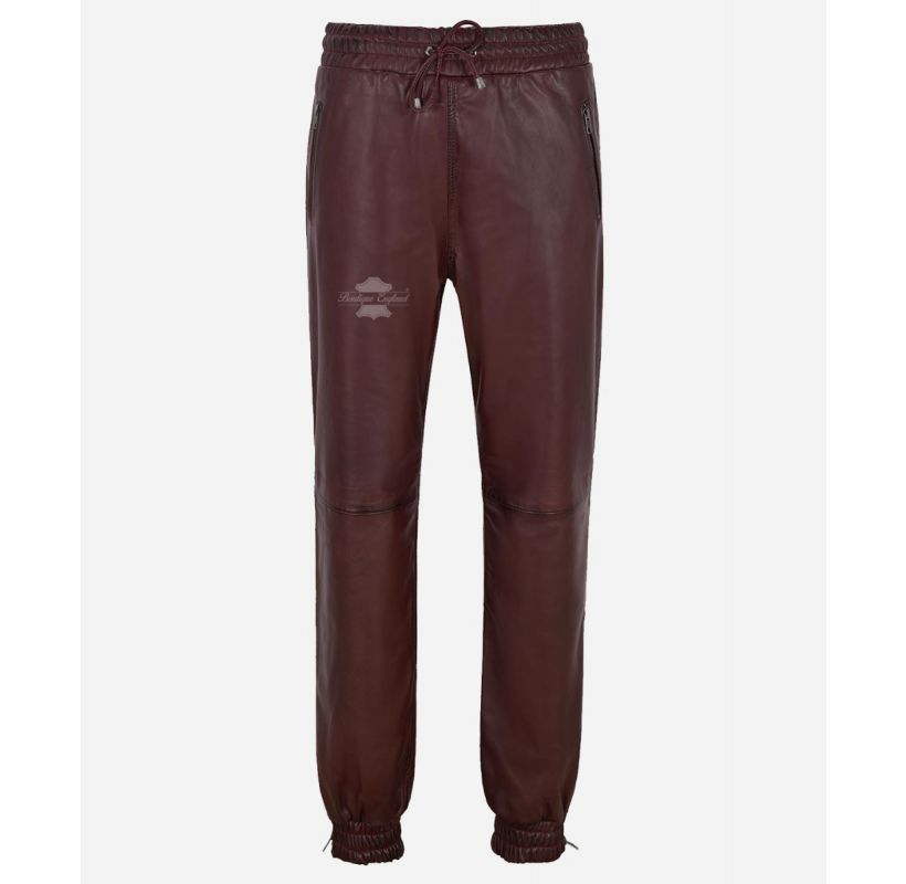 JOGGERS LADIES LEATHER PANTS JOGGING TROUSERS PREMIUM LEATHER DRAW PANT
