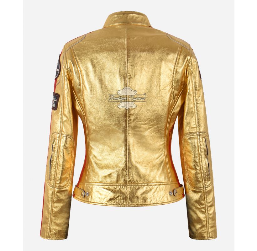 SIZMA Leather JACKET WOMEN Golden Silver LEATHER JACKET – Boutique