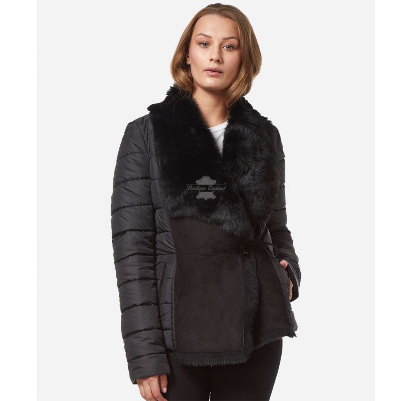 KATE Ladies Fabric Jacket with Tuscana Fur Classic Winters Jacket
