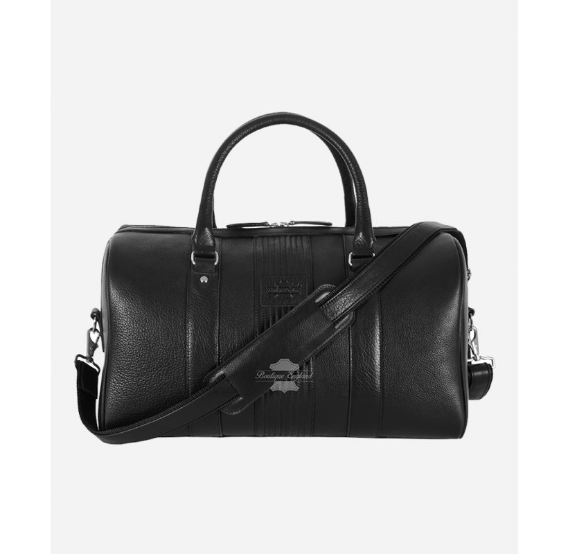 Unisex Holdall Leather Weekend Traveling Bag Black